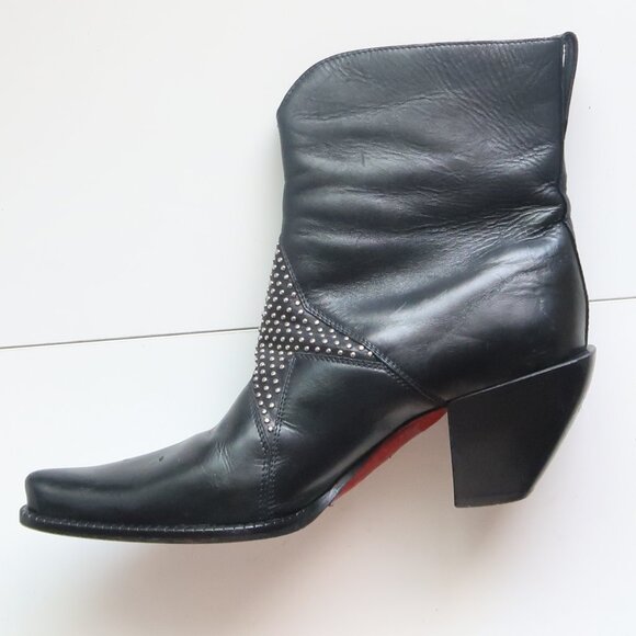 Donald J Pliner Black Leather Studded Western Ankle Boots Women’s - Picture 10 of 16